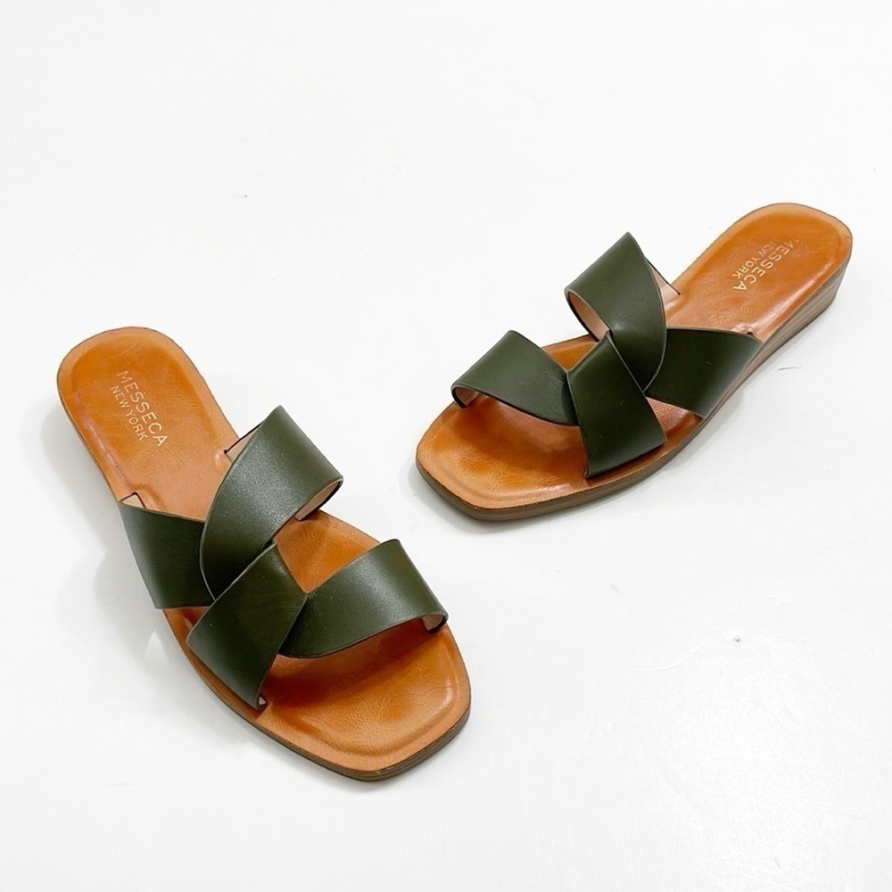 Messeca New York Tyla olive green leather sandals